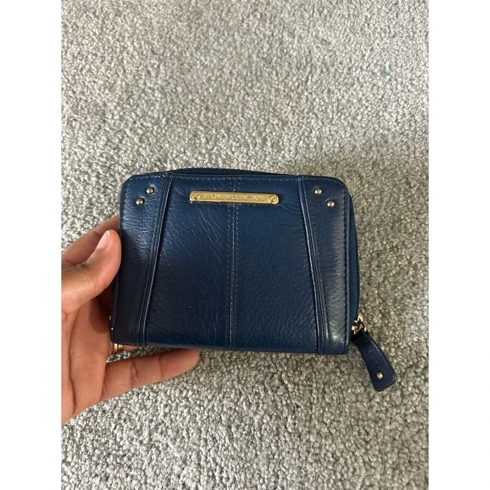 Unbranded Unisex Slim Fold Wallet Blue Leather Credit Card Holder